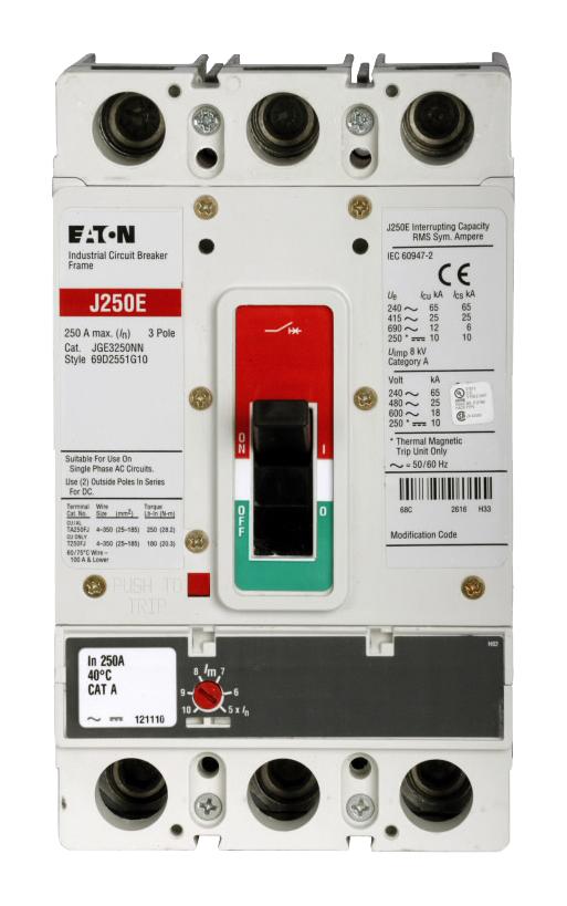 Eaton Cutler Hammer JGE325032G Circuit Breaker 3P 250A 600V