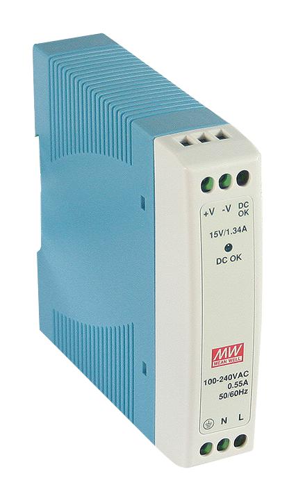 Mean Well MDR-10-12 AC/DC DIN Rail Power Supply (PSU) ITE 1 Output 10 W 12 V 840 mA