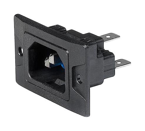 Schurter 3-134-881 IEC Power Connector Black C18 Inlet 10 A 250 VAC Quick Connect Panel Mount 6080 Series New