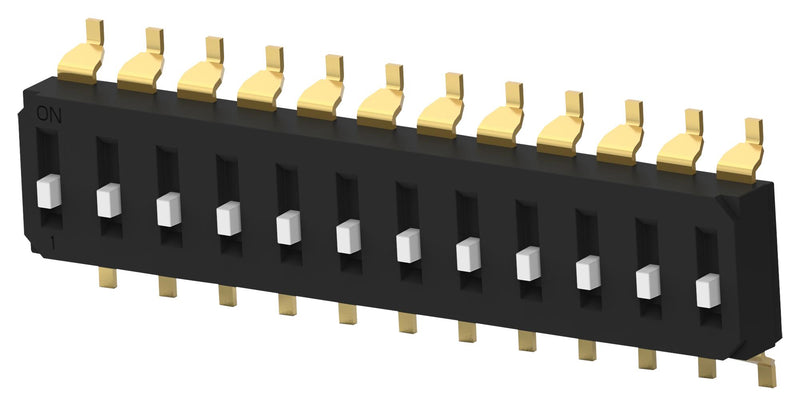 Alcoswitch - TE Connectivity EDS12SGNNTR04Q DIP / SIP Switch Raised Type 12 Circuits Spst SMD EDS Series Unsealed 24 V