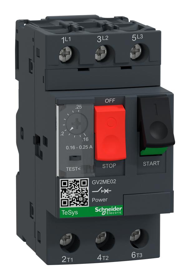 Schneider Electric GV2ME02 Thermal Magnetic Circuit Breaker GV2M Tesys Deca Manual Motor Starter 3 Pole 690 V DIN Rail