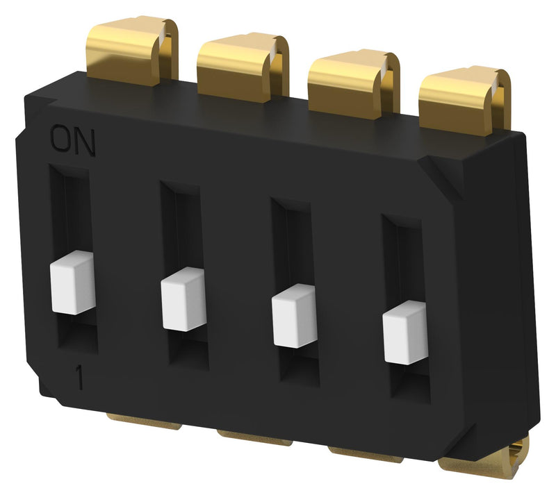 Alcoswitch - TE Connectivity EDS04SNNNTR04Q DIP / SIP Switch Raised Type 4 Circuits Spst SMD EDS Series Unsealed 24 V