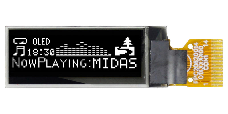 Midas MDOG128032A1V-WI Graphic Oled 128 x 32 Pixels White on Black 3V I2C 30mm 11.5mm -40 &deg;C New