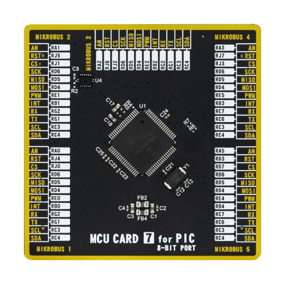 Mikroelektronika MIKROE-4040 Add-On Board Mikroe MCU Card 7 PIC18F PIC18F86J50 2 x 168 Pin Mezzanine Connector New