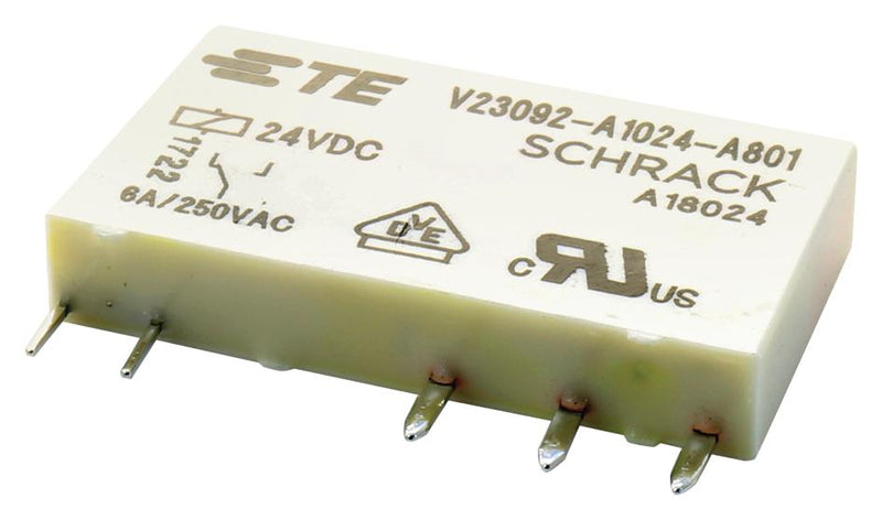 Schrack - TE Connectivity V23092-A1024-A201 Power Relay Spdt 24 VDC 6 A SNR Series Through Hole Non Latching