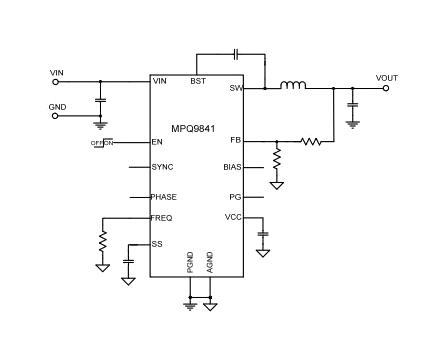 Monolithic Power Systems (MPS) MPQ9841GLE-5-AEC1-P MPQ9841GLE-5-AEC1-P DC-DC Switching Synchronous Buck Regulator AEC-Q100 3.3-36 V in 5 V/1 A out 2.5MHz WFQFN-16