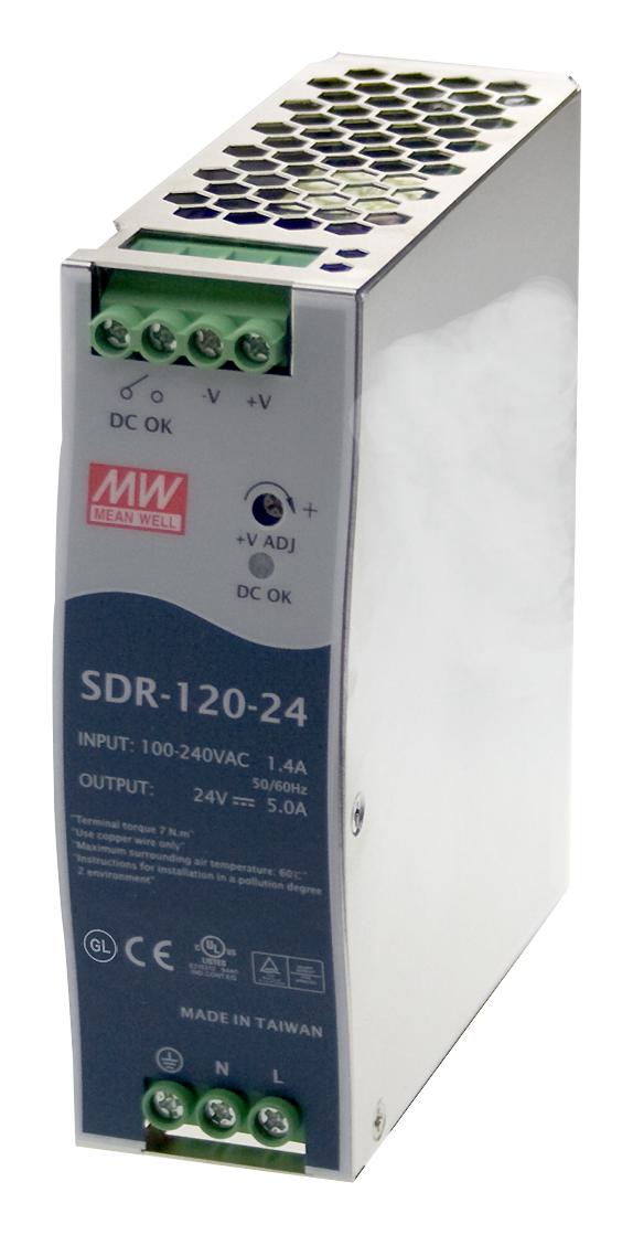 Mean Well SDR-120-48 AC/DC DIN Rail Power Supply (PSU) ITE 1 Output 120 W 48 VDC 2.5 A