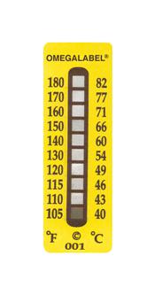 Omega TL-10-190-30 TL-10-190-30 Label Non-Reversible Self Adhesive 54 mm 18 Ten Dot Temperature Indicator