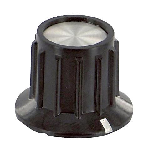 Alcoswitch - TE Connectivity PKA70B1/4 Knob Round Shaft 6.35 mm Phenolic Ribbed Skirted With Indicator Line 24.9 PKA Series