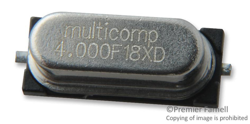 MULTICOMP MCRSD04000F183000RR CRYSTAL, 4MHZ, 18PF, 11.4 X 4.7MM