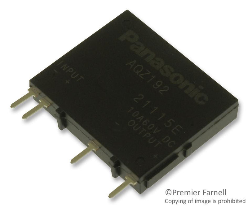 PANASONIC ELECTRIC WORKS AQZ192 SSR, MOSFET, SPST-NO, 10A, 10mA, 60V