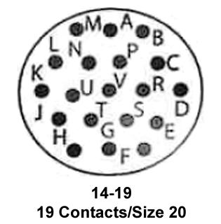 ITT Cannon KPT06P14-19P KPT06P14-19P Circular Connector KPT Series Straight Plug 19 Contacts Solder Pin Bayonet 14-19