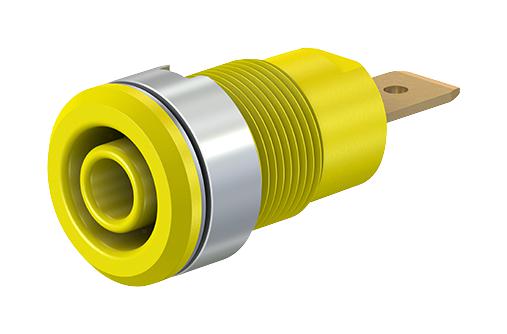 Staubli 23.3060-24 4MM Banana Jack Panel Mount 32 A 1 KV Gold Plated Contacts Yellow 40AH1763