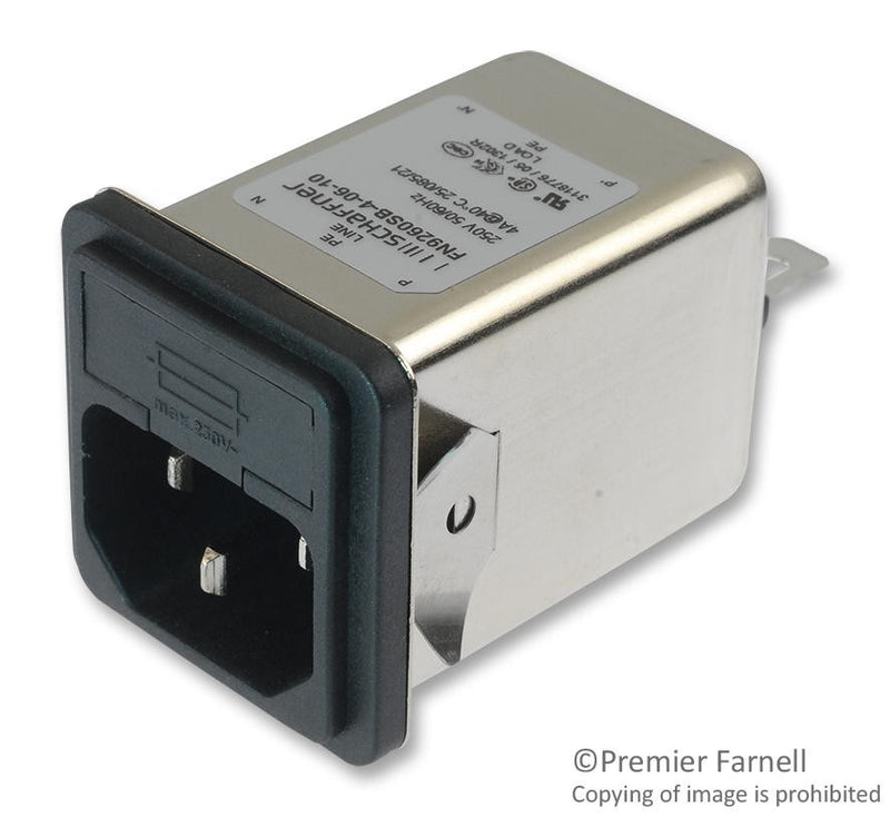 SCHAFFNER FN9260SB-4-06-10 CONNECTOR, POWER ENTRY, IEC INLET, PLUG, 4A