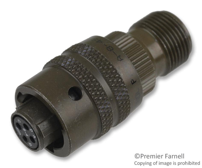 AMPHENOL INDUSTRIAL PT06A-8-4S CIRCULAR CONNECTOR, PLUG, SIZE 8, 4 POSITION, CABLE