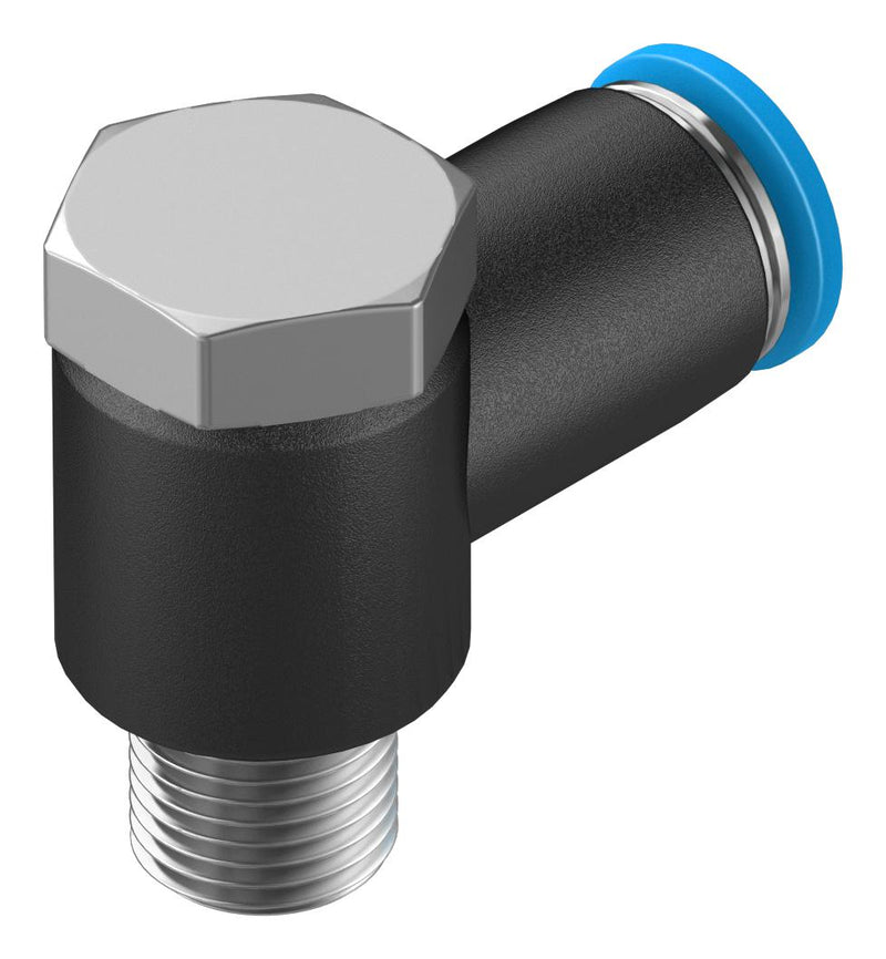 Festo QSLV-1/8-6 Pneumatic Fitting Push-In L-Fitting R1/8 14 bar 6 mm PBT (Polybutylene Terephthalate) Qslv