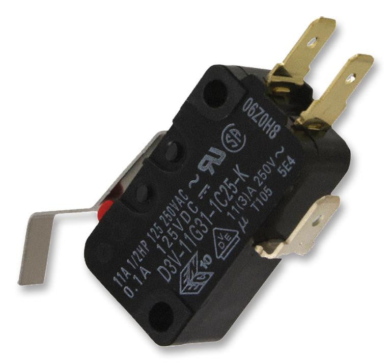 OMRON ELECTRONIC COMPONENTS D3V-11G31-1C25-K MICROSWITCH, LONG HINGE LEVER, SPDT, 11A, 250V