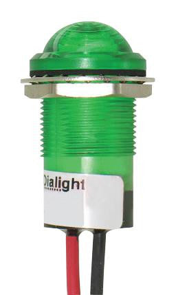 DIALIGHT 657-2604-103F PANEL MOUNT INDICATOR, LED, 17.463MM, GREEN, 24V