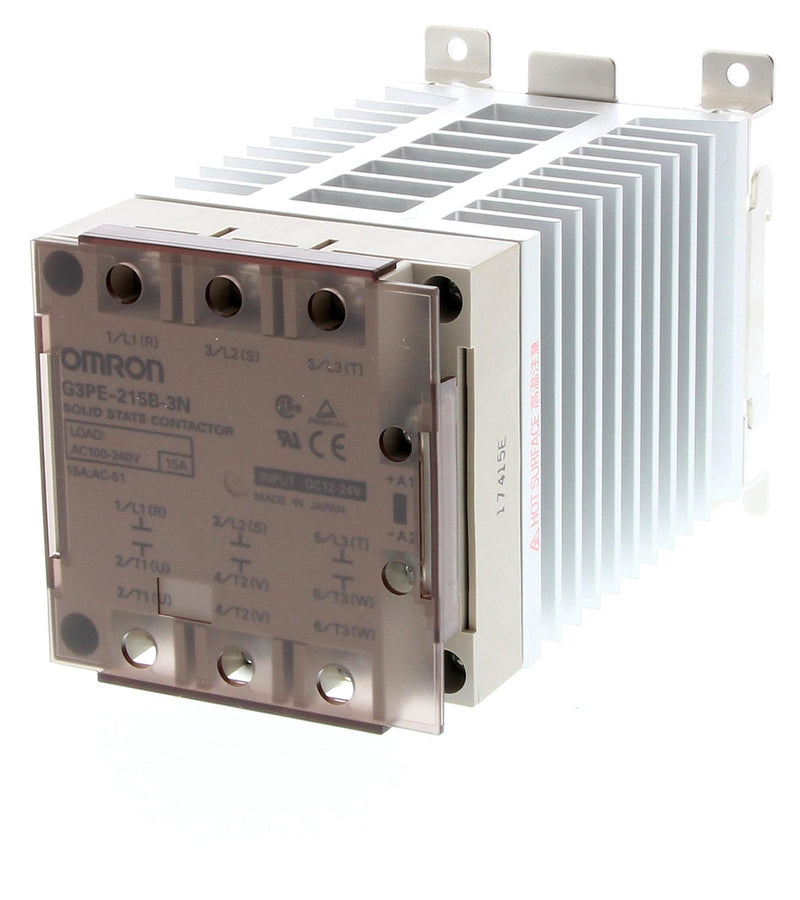 Omron G3PE-215B-3N 12-24VDC G3PE-215B-3N 12-24VDC Solid State Relay 3PST-NO 15 A 30 VDC DIN Rail/Panel Screw Zero Crossing