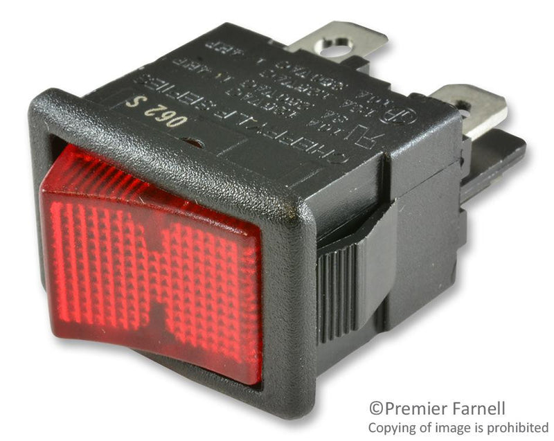 ZF ELECTRONICS LRA32H2BBRLN SWITCH, ROCKER, DPST, 10A, 250V, RED