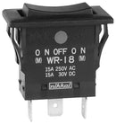 NKK SWITCHES WR18AF SWITCH, ROCKER, SPDT, 15A, 250VAC, BLACK