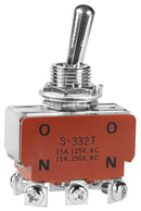 NKK SWITCHES S332T SWITCH, TOGGLE, DPDT, 15A, 250VAC