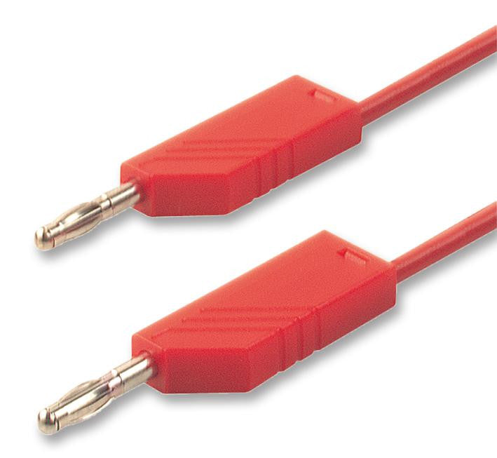 HIRSCHMANN TEST AND MEASUREMENT 934058101 Test Lead, 4mm Banana Plug to 4mm Banana Plug, Red, 60 V, 16 A, 250 mm