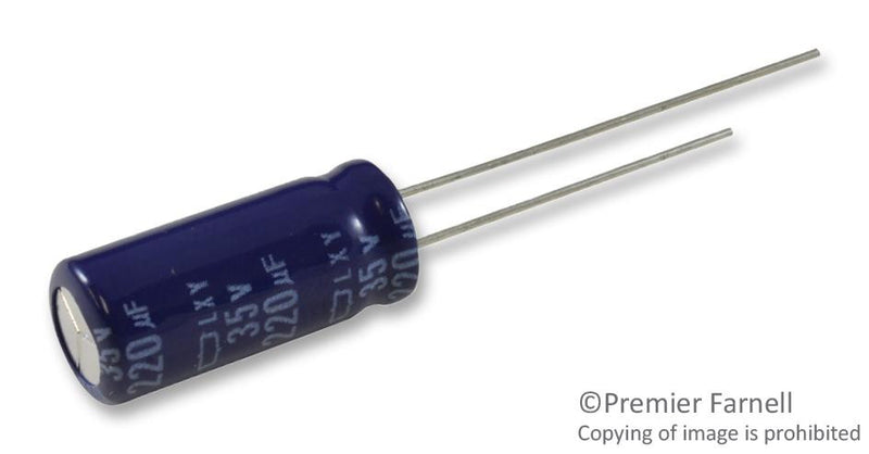 UNITED CHEMI-CON ELXY350ELL221MH20D ALUMINUM ELECTROLYTIC CAPACITOR 220UF, 35V, 20%, RADIAL