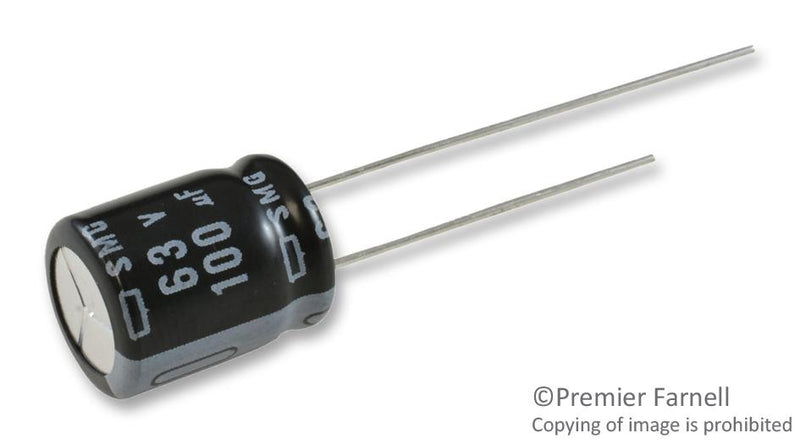 UNITED CHEMI-CON ESMG630ELL101MJC5S ALUMINUM ELECTROLYTIC CAPACITOR 100UF, 63V, 20%, RADIAL