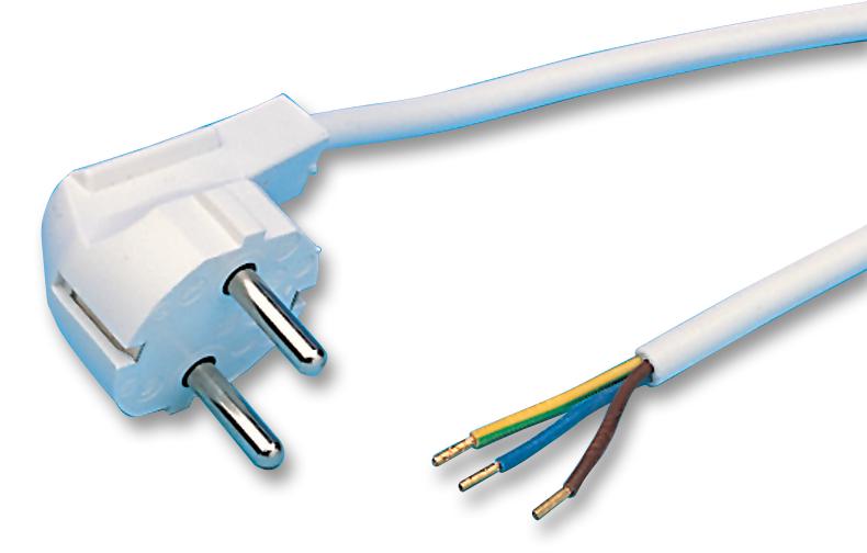 Cliff Electronic Components FCR72044 FCR72044 Mains Power Cord 90&Acirc;&deg; Plug Schuko to Free End 2 m White