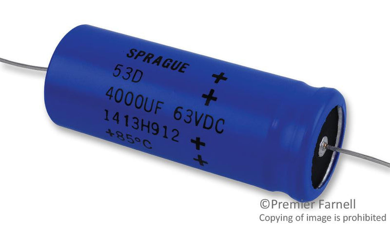 VISHAY 53D402G063JP6 ALUMINUM ELECTROLYTIC CAPACITOR 4000UF, 63V, 10%, AXIAL