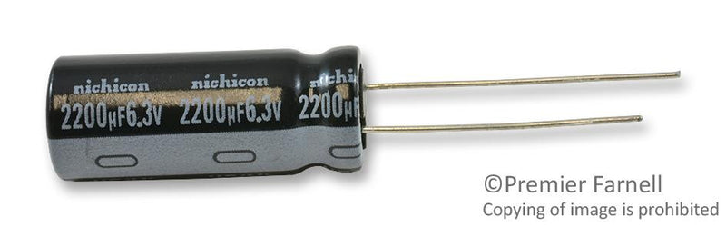 NICHICON UHE0J222MPD1TD ALUMINUM ELECTROLYTIC CAPACITOR 2200UF, 6.3V, 20%, RADIAL