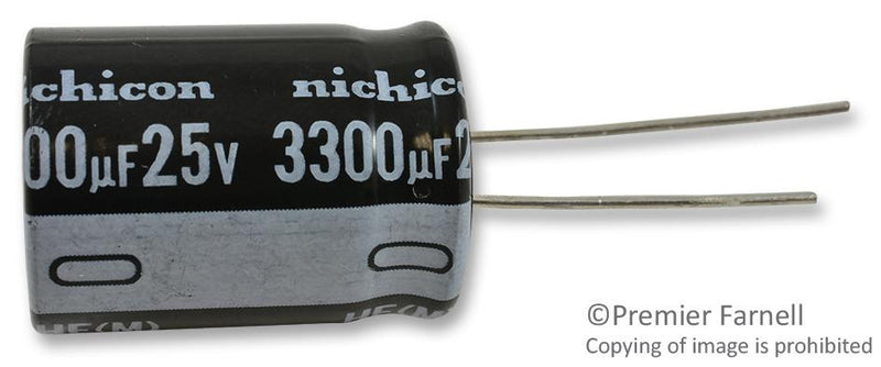 NICHICON UHE1E332MHD6TN ALUMINUM ELECTROLYTIC CAPACITOR, 3300UF, 25V, 20%, RADIAL