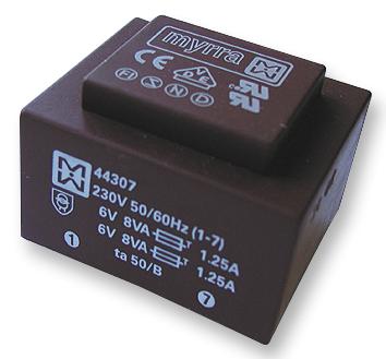 Myrra 44309 PCB Transformer Encapsulated Safety Isolating 230V 2 x 12V 16 VA 50Hz / 60Hz