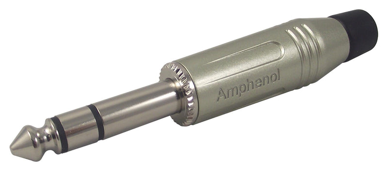 Amphenol SINE/TUCHEL ACPS-GN ACPS-GN Phone Audio Connector 3 Contacts Plug 6.35 mm Cable Mount Nickel Plated Metal Body