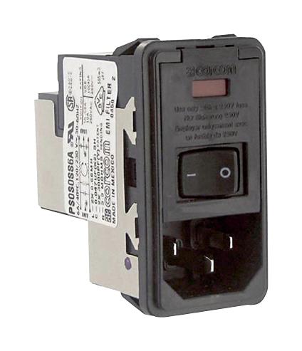 TE Connectivity 4-6609107-0 Filtered IEC Power Entry Module C14 General Purpose 6 A 250 VAC 2-Pole Switch