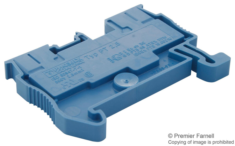 Phoenix Contact PT 25 BU DIN Rail Mount Terminal Block 2 Ways 26 AWG 12 4 mm&Acirc;&sup2; Push In 28 A