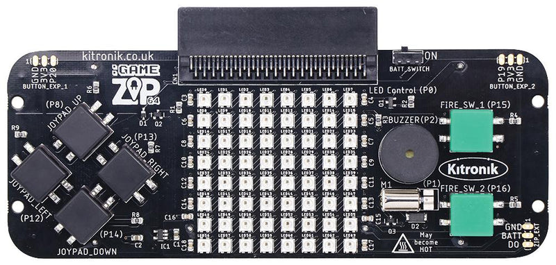 Kitronik 5626 Development Board :GAME ZIP for micro:bit Handheld Gaming Adapter 64 x RGB Leds