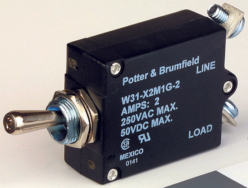 POTTER&BRUMFIELD - TE Connectivity W31-X2M1G-10 Thermal Circuit Breaker W31 Series 10 A 1 Pole 50 VDC 240 VAC Panel