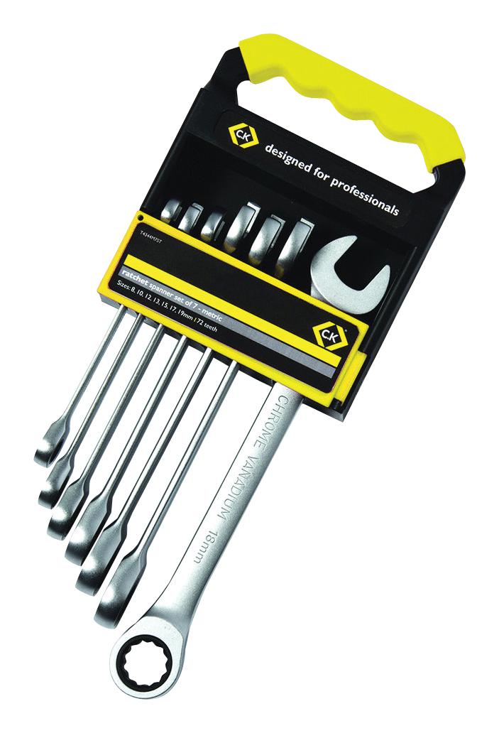 CK Tools T4344M7ST Spanner Set Ratchet Metric 8 mm - 19 7 Piece