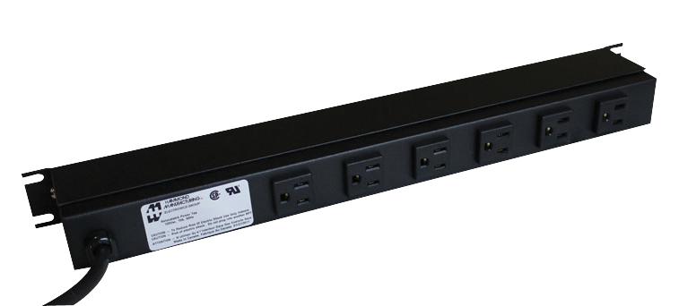 Hammond 1583T12B1BKX Rackmount Strip 12 Outlet 15A 125VAC