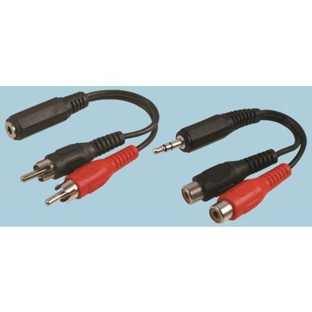 PRO Signal PSG03482 Cable 3.5MM JACK-2 RCA Plug 6FT BLK