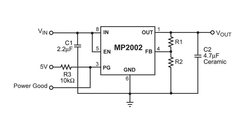 Monolithic Power Systems (MPS) MP2002DD-LF-P LDO Voltage Regulator Adjustable 1.35V to 6.5V in 290mV Dropout 0.5V 5V/500mA Out QFN-8 New