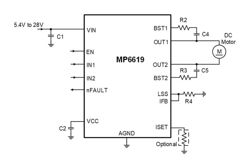 Monolithic Power Systems (MPS) MP6619GQ-P MP6619GQ-P Motor Driver H-Bridge 5 A Output 5.4 V to 28 Supply QFN-19 -40 &Acirc;&deg;C 125