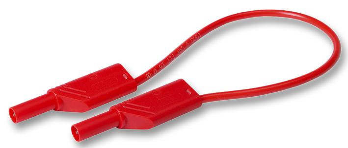 HIRSCHMANN TEST AND MEASUREMENT 934087101 Test Lead, 4mm Banana Plug to 4mm Banana Plug, Red, 1 kV, 32 A, 500 mm