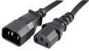 PRO Power PE01088 1M 10A IEC C14 Plug to C13 Socket Extension Lead Black 1m