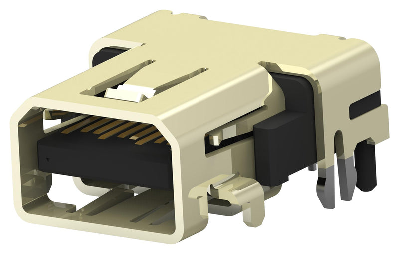 TE Connectivity 2129320-3 Displayport Connector Mini 20 Contacts Receptacle PCB Mount Through Hole Right Angle