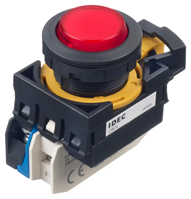 Idec CW1L-A2E10Q4R Illuminated Pushbutton Switch Flush Silhouette CW Series SPST-NO On-Off 10 A 120 V Red