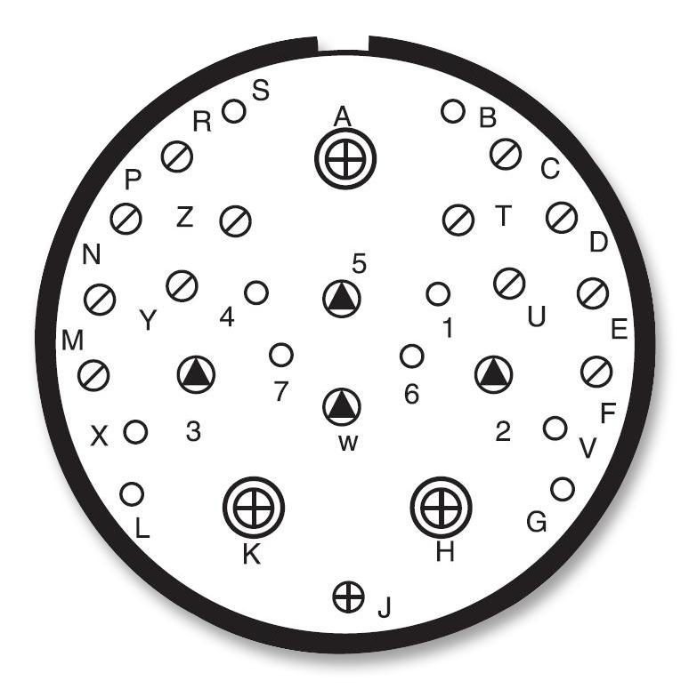 Amphenol Industrial D38999/20WJ20BA D38999/20WJ20BA Circular Connector MIL-DTL-38999 Series III Wall Mount Receptacle 30 Contacts