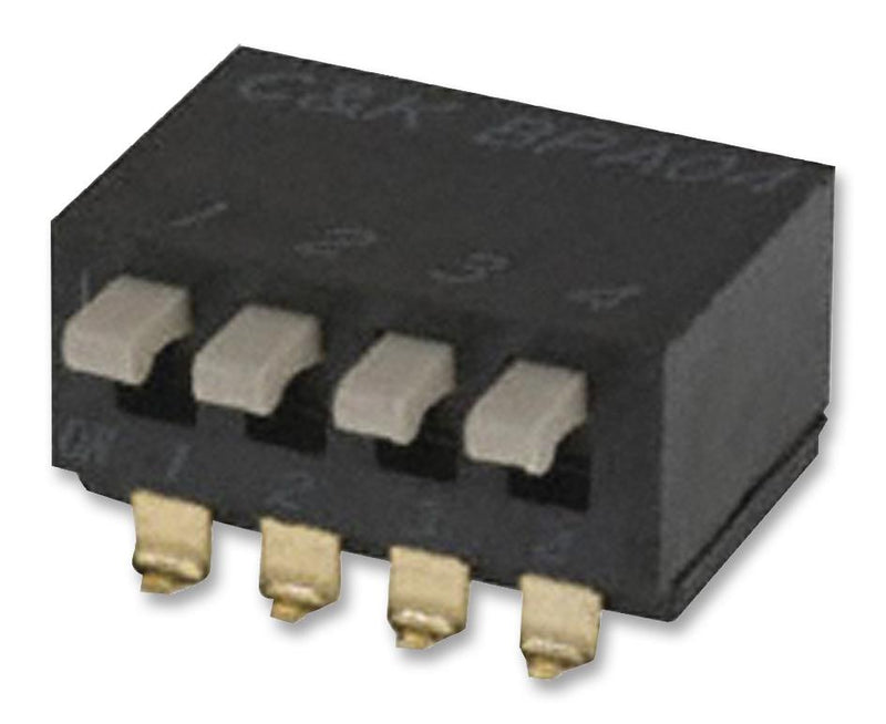 Alcoswitch - TE Connectivity 1571999-9 DIP / SIP Switch 4 Circuits Piano Key Surface Mount Spst 24 V 100 mA